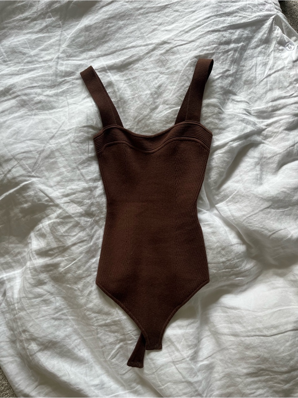 Abercrombie & Fitch Brown Ribbed Strap Bodysuit